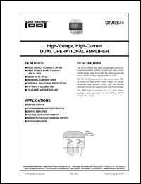 datasheet for OPA2544T by Burr-Brown Corporation