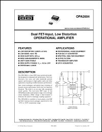 datasheet for OPA2604AP by Burr-Brown Corporation