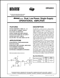 datasheet for OPA2631U/2K5 by Burr-Brown Corporation