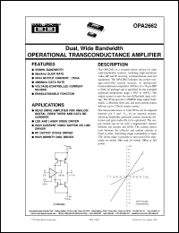 datasheet for OPA2662AU by Burr-Brown Corporation