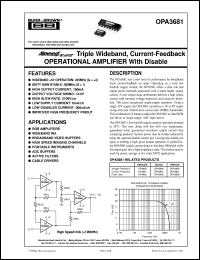 datasheet for OPA3681E/250 by Burr-Brown Corporation