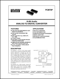 datasheet for PCM78P by Burr-Brown Corporation