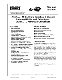 datasheet for PCM1600Y by Burr-Brown Corporation