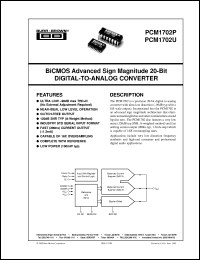 datasheet for PCM1702P by Burr-Brown Corporation