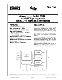datasheet for PCM1704U-K/2K by Burr-Brown Corporation