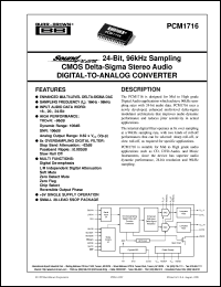datasheet for PCM1716E/2K by Burr-Brown Corporation