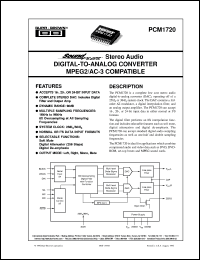datasheet for PCM1720E/2K by Burr-Brown Corporation