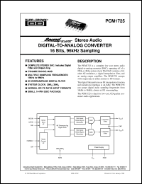 datasheet for PCM1725U/2K by Burr-Brown Corporation