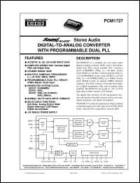 datasheet for PCM1727E/2K by Burr-Brown Corporation