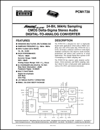datasheet for PCM1728E/2K by Burr-Brown Corporation
