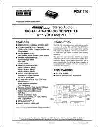 datasheet for PCM1740E/2K by Burr-Brown Corporation