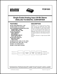 datasheet for PCM1800E/2K by Burr-Brown Corporation