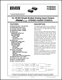datasheet for PCM3002E/2K by Burr-Brown Corporation