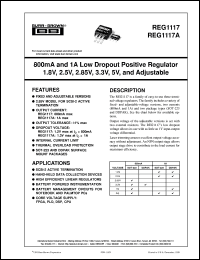 datasheet for REG1117F-3.3/500 by Burr-Brown Corporation