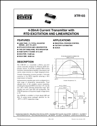 datasheet for XTR103AP by Burr-Brown Corporation