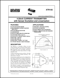 datasheet for XTR105P by Burr-Brown Corporation