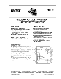 datasheet for XTR110KP by Burr-Brown Corporation