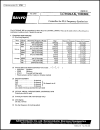 datasheet for LC7020BK by SANYO Electric Co., Ltd.