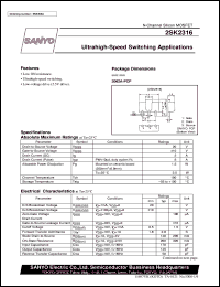 datasheet for 2SK2316 by SANYO Electric Co., Ltd.