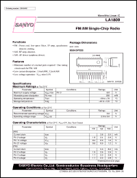 datasheet for LA1800 by SANYO Electric Co., Ltd.