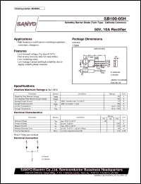 datasheet for SB100-05H by SANYO Electric Co., Ltd.