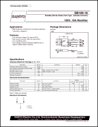 datasheet for SB100-18 by SANYO Electric Co., Ltd.