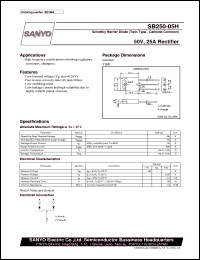 datasheet for SB250-05H by SANYO Electric Co., Ltd.