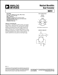 datasheet for MAT01 by Analog Devices