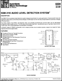 datasheet for SSM2110 by Solid State Micro Technology for Music (SSM)