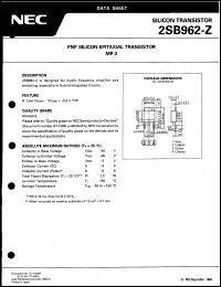datasheet for 2SB962-Z by NEC Electronics Inc.