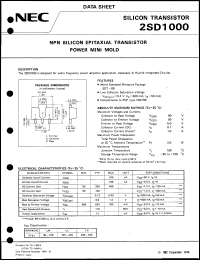 datasheet for 2SD1000 by NEC Electronics Inc.