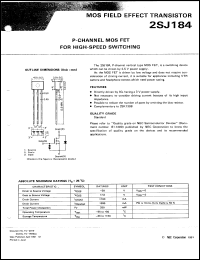 datasheet for 2SJ184 by NEC Electronics Inc.