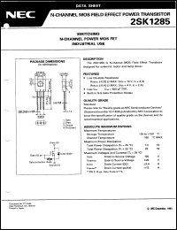 datasheet for 2SK1285 by NEC Electronics Inc.