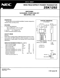 datasheet for 2SK1292 by NEC Electronics Inc.