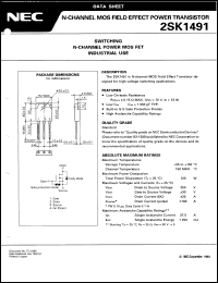 datasheet for 2SK1491 by NEC Electronics Inc.