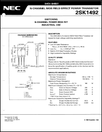 datasheet for 2SK1492 by NEC Electronics Inc.