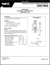 datasheet for 2SK1850 by NEC Electronics Inc.