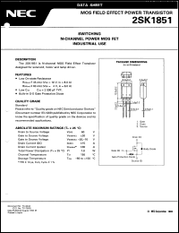 datasheet for 2SK1851 by NEC Electronics Inc.