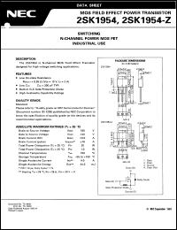 datasheet for 2SK1954 by NEC Electronics Inc.