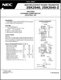 datasheet for 2SK2040-Z-E1(JM) by NEC Electronics Inc.