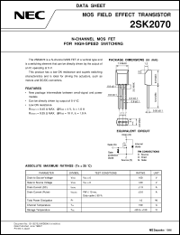 datasheet for 2SK2070 by NEC Electronics Inc.