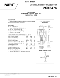 datasheet for 2SK2476 by NEC Electronics Inc.