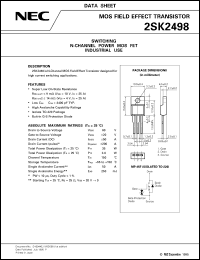 datasheet for 2SK2498 by NEC Electronics Inc.