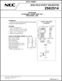 datasheet for 2SK2514 by NEC Electronics Inc.