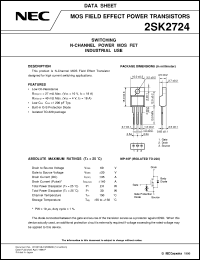 datasheet for 2SK2724 by NEC Electronics Inc.