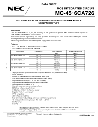 datasheet for MC-4516CA726EF-A10 by NEC Electronics Inc.