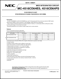 datasheet for MC-4516CD64PS-A10B by NEC Electronics Inc.