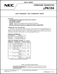 datasheet for UPA104G-E1 by NEC Electronics Inc.