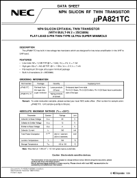 datasheet for UPA821TF by NEC Electronics Inc.