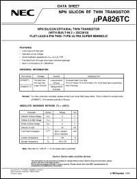 datasheet for UPA826TF by NEC Electronics Inc.